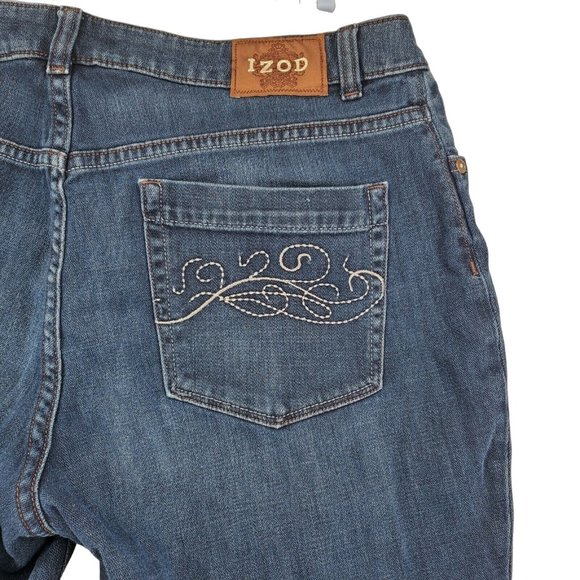 IZOD Jeans Women's 5-Pocket Dark Wash Denim Boot Cut Stretch Blue 33/32 - Picture 10 of 11